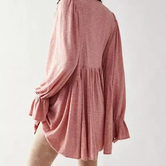 Free People Women's Don't Call Me Baby Rosie Pink Tunic Mini Dress XS - Picture 2 of 10